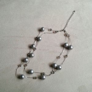Silver dual strand necklace